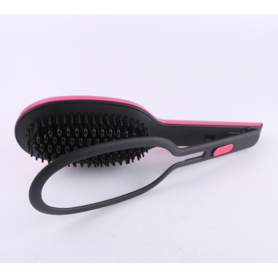 Newest Brushing Machines Electrical Hot Comb Ceramic Hair Straightener Brush with Private Label