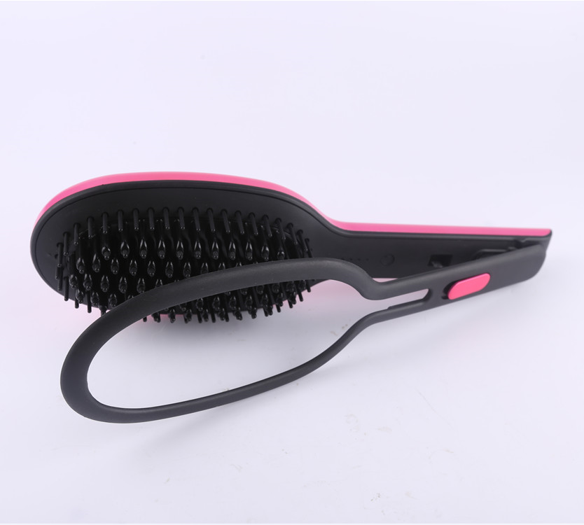 Newest Brushing Machines Electrical Hot Comb Ceramic Hair Straightener Brush with Private Label